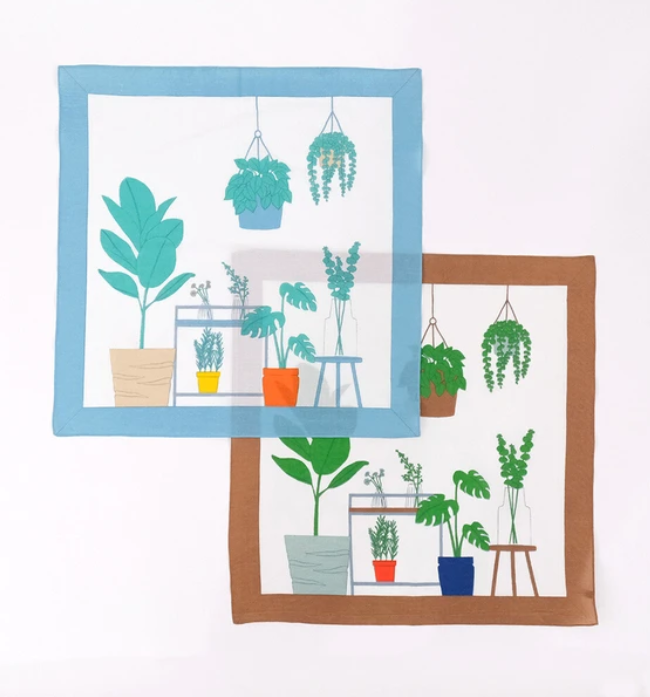 Houseplant Still Life Bandana – Brown