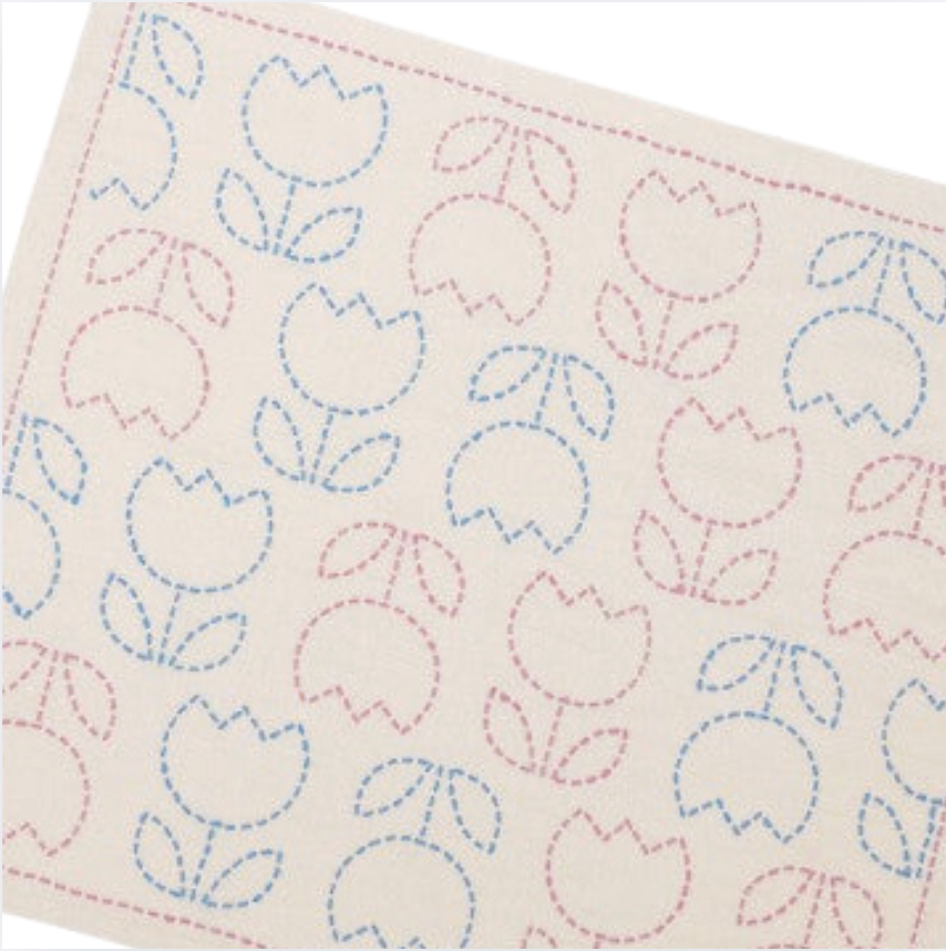 Tulip Sashiko Cloth