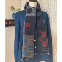 Blocked Floral Sakiori Handwoven Scarf Table Runner
