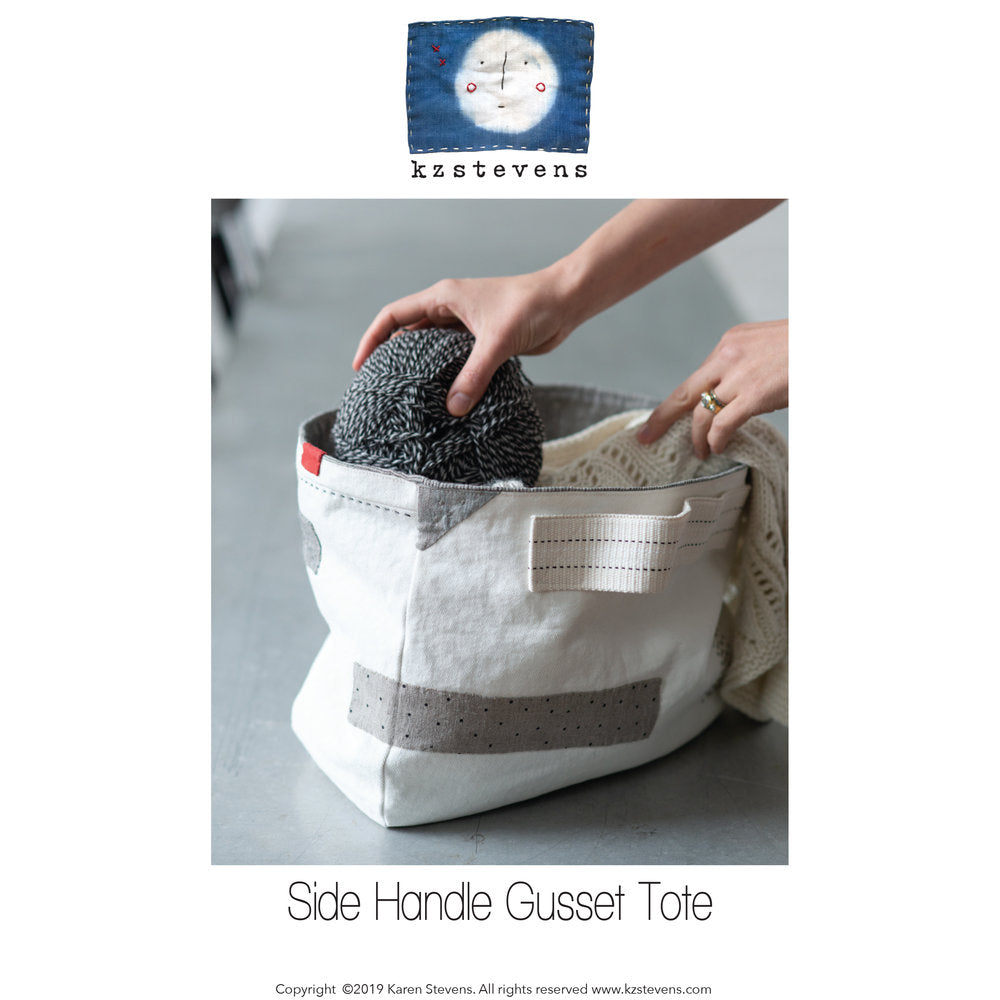 Side Handle Gusset Tote Pattern PDF by KZ Stevens