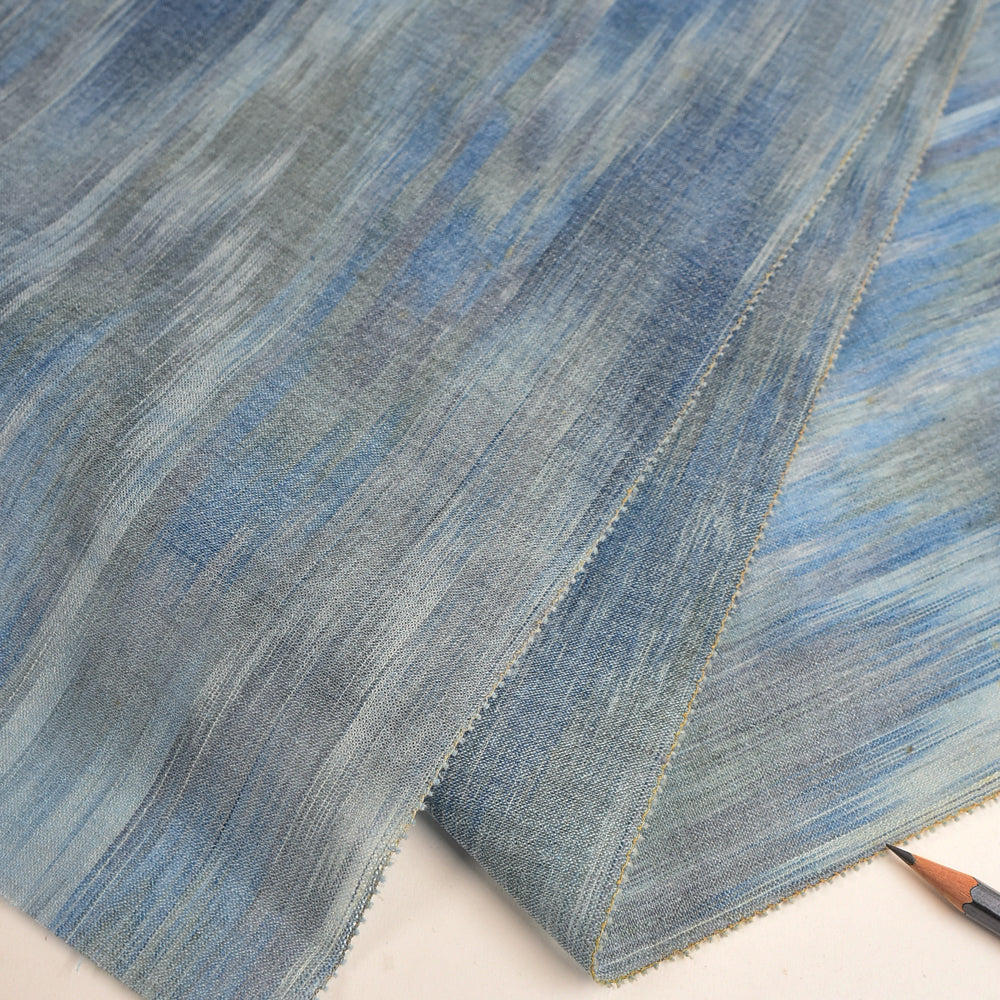 Vintage Japanese Silk – Mist Blue Ikat Wave