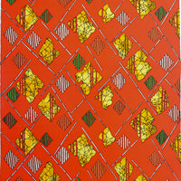 Vintage Japanese Silk – Vermilion Diamond Brocade