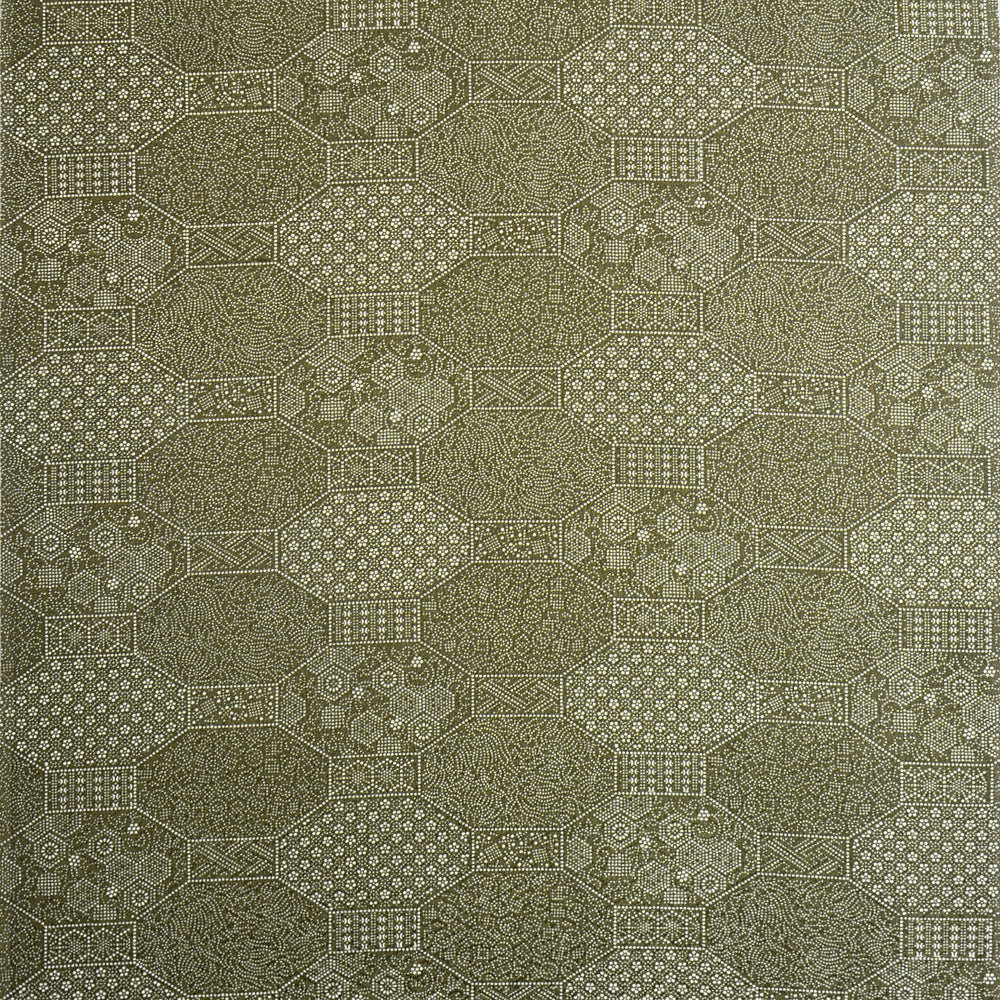 Vintage Japanese Silk – Olive Hexagon