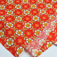 Vintage Japanese Silk - Vermilion Floral Medallion
