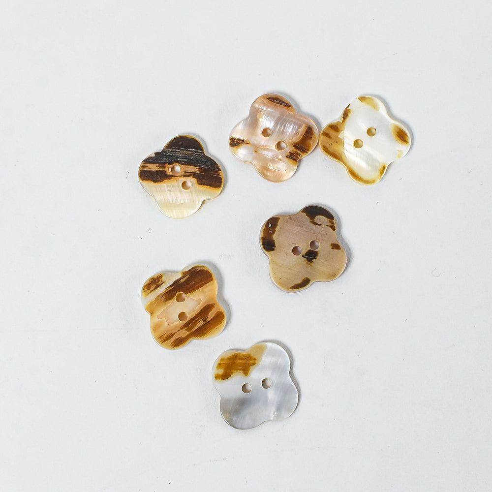 Vintage Mother-of-Pearl Flower Buttons - Set of 6