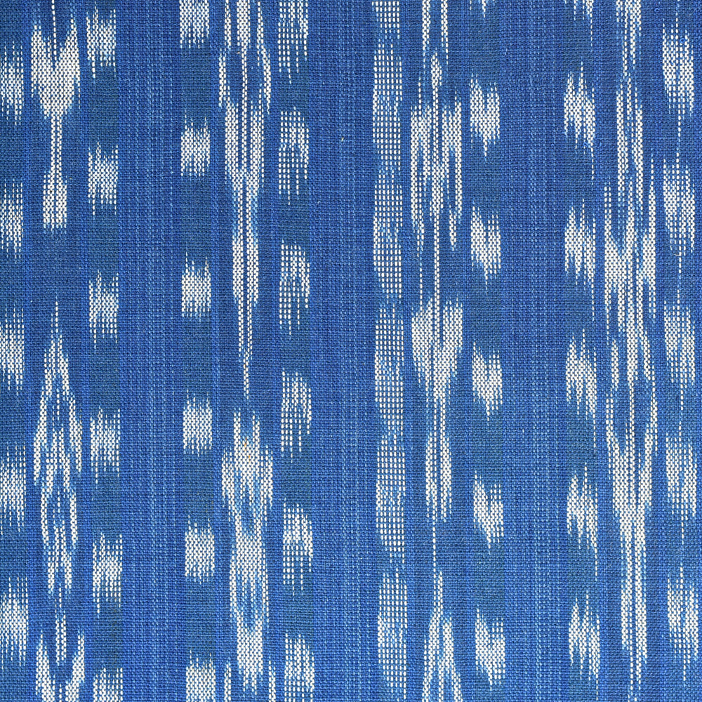 Blue fabric with white geometric pattern