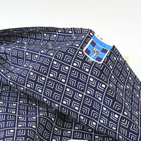 Vintage Indigo Yukata Cotton — Sayagata-Style Grid