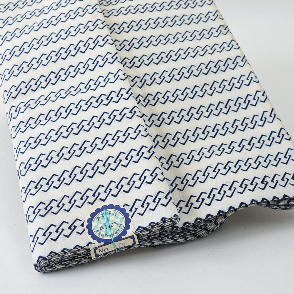 Vintage Indigo Yukata Cotton — Chain Stripe