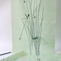 Vintage Yukata Cotton — Susuki Grass & Dragonfly Scene (Green)