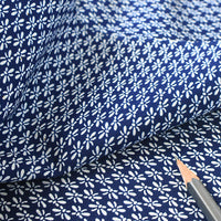 Vintage Indigo Yukata Cotton — Ditsy Blossom Komon Motif