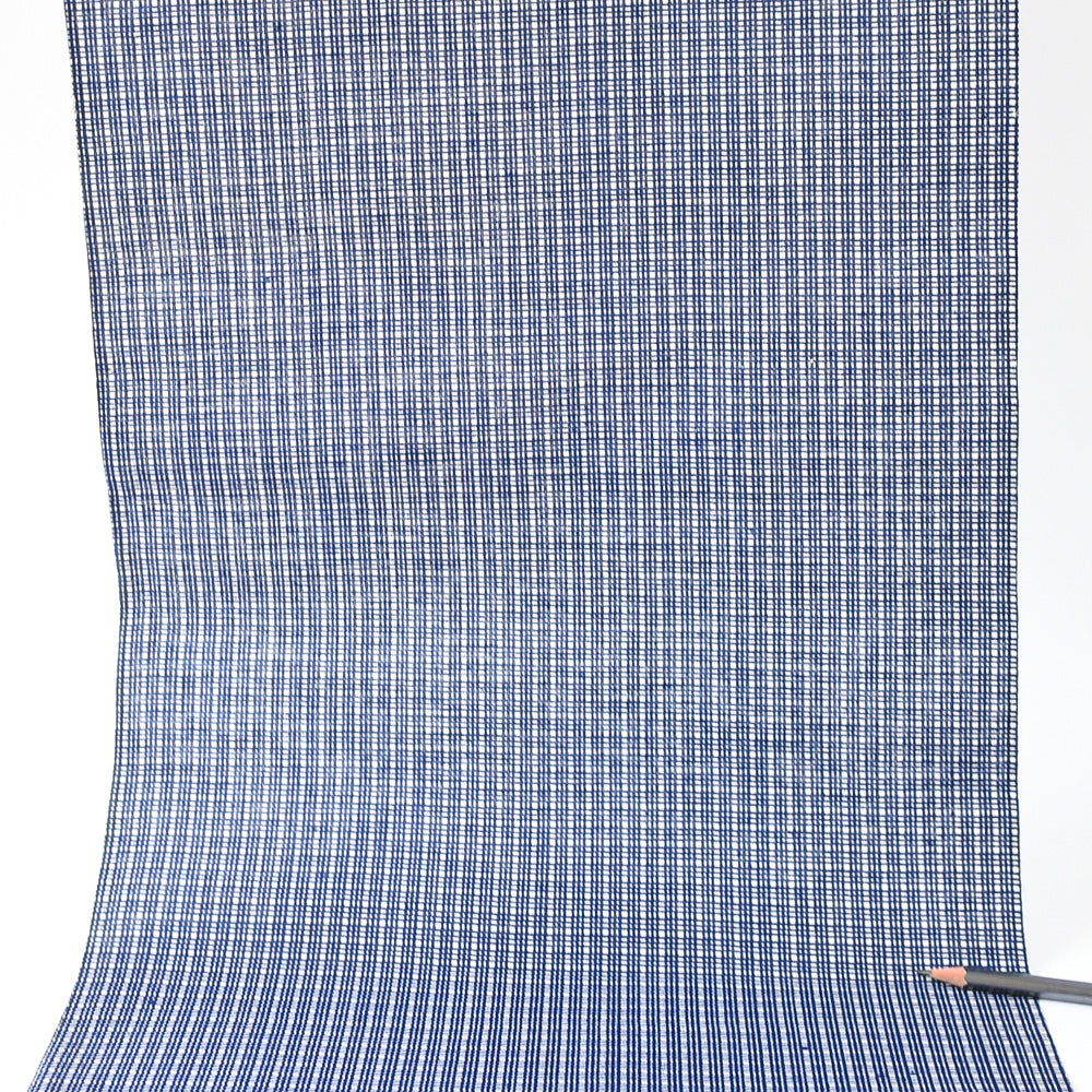 Vintage Indigo Yukata Cotton — Fine Grid Check