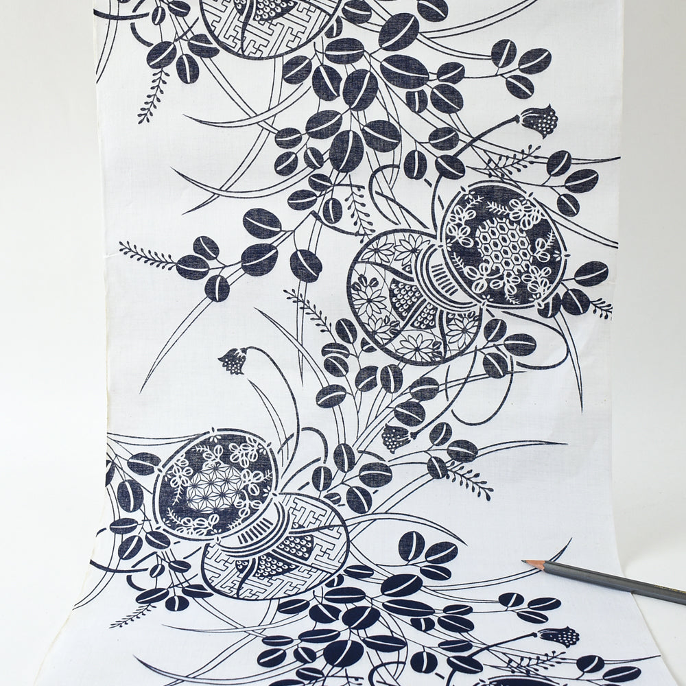 Vintage Yukata Cotton - Flowing Floral Vine Motif