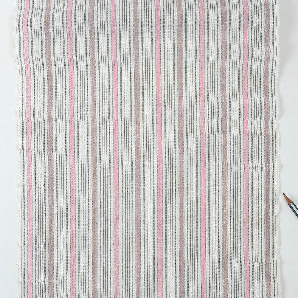 Striped fabric with pink and gray lines on a white background