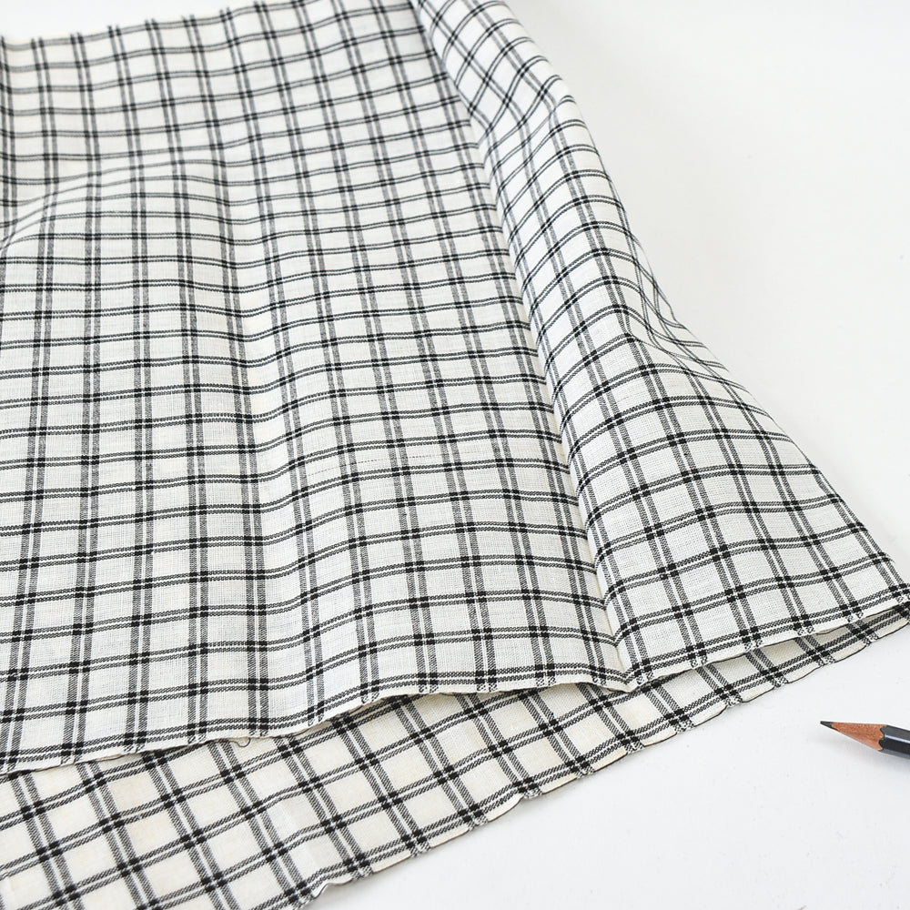 Vintage Yukata Cotton — Indigo Windowpane Check