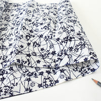 Vintage Indigo Yukata Cotton — Dancing Wildflower Motif