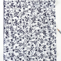 Vintage Indigo Yukata Cotton — Dancing Wildflower Motif