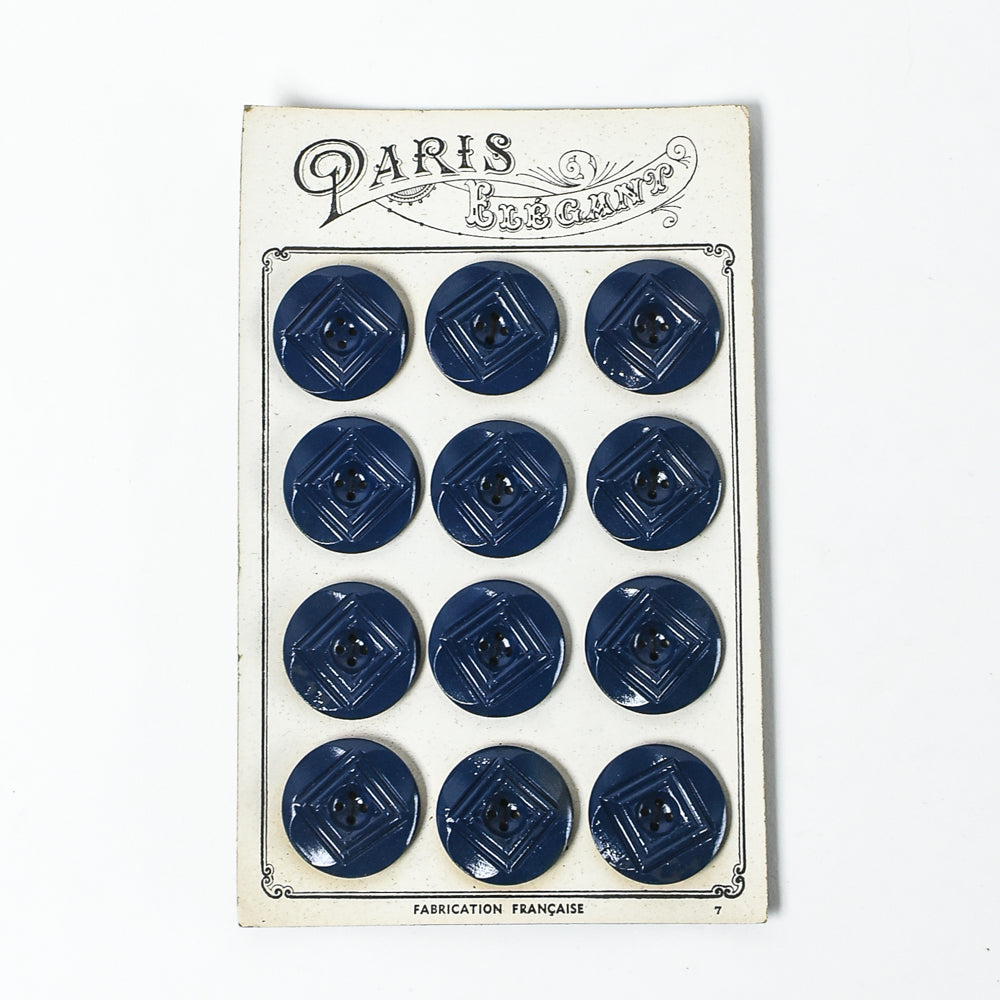 Vintage Paris Élégant Navy Blue Buttons - 1-1/4"