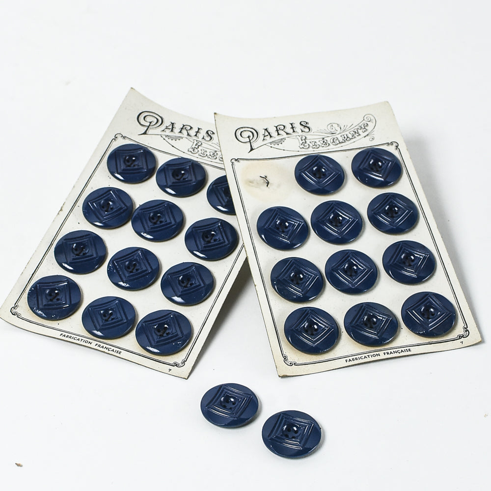 Vintage Paris Élégant Navy Blue Buttons - 1-1/4"
