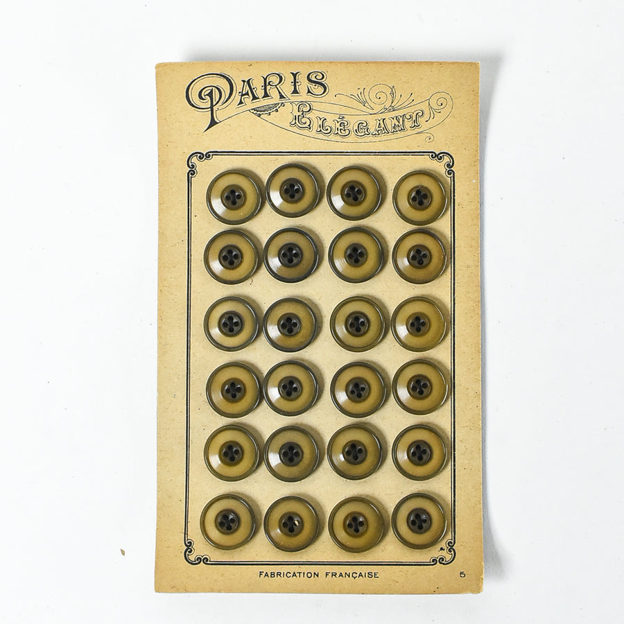 Vintage Buttons "Paris Elegant" - Khaki 1-1/4"