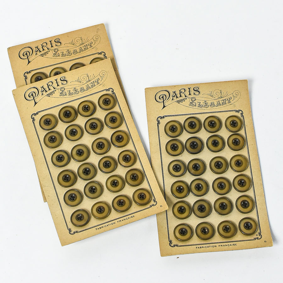 Vintage Buttons "Paris Elegant" - Khaki 1-1/4"