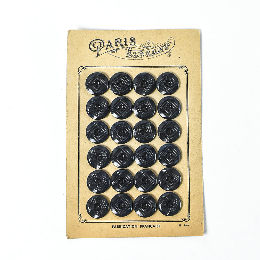 Vintage Black Buttons "Paris Elegant", 1/2"