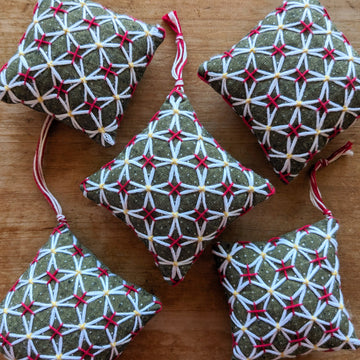 Sashiko Ornament Kit, Set of 5