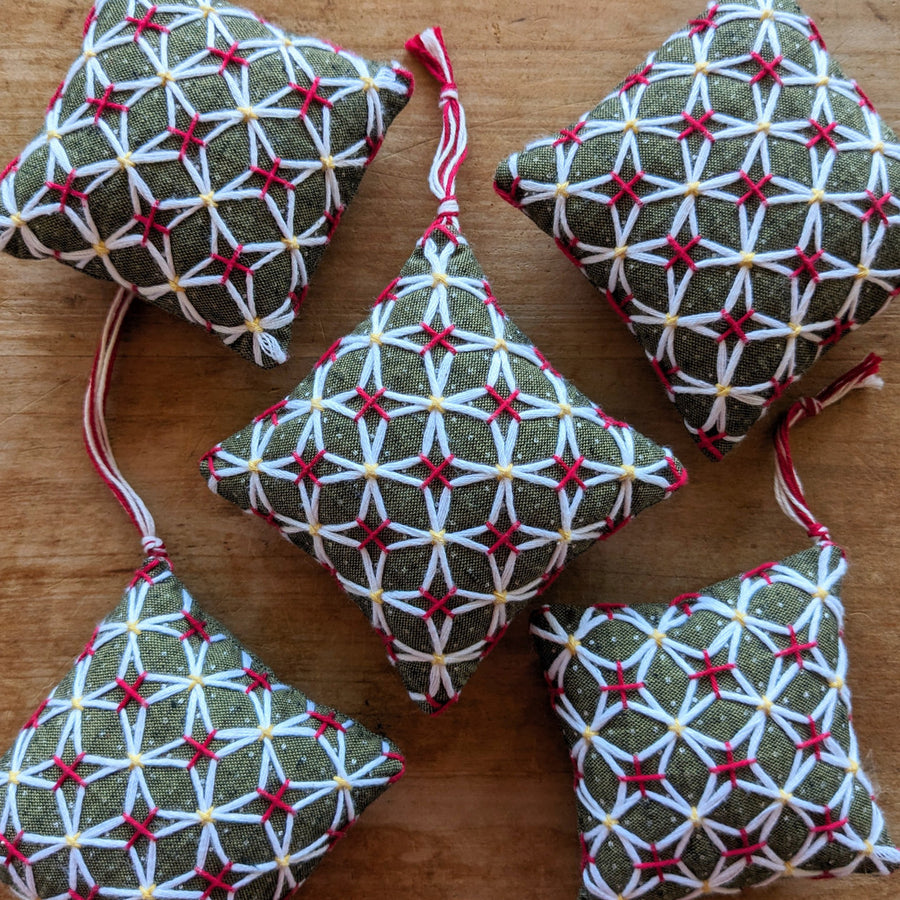 Sashiko Ornament Kit, Set of 5