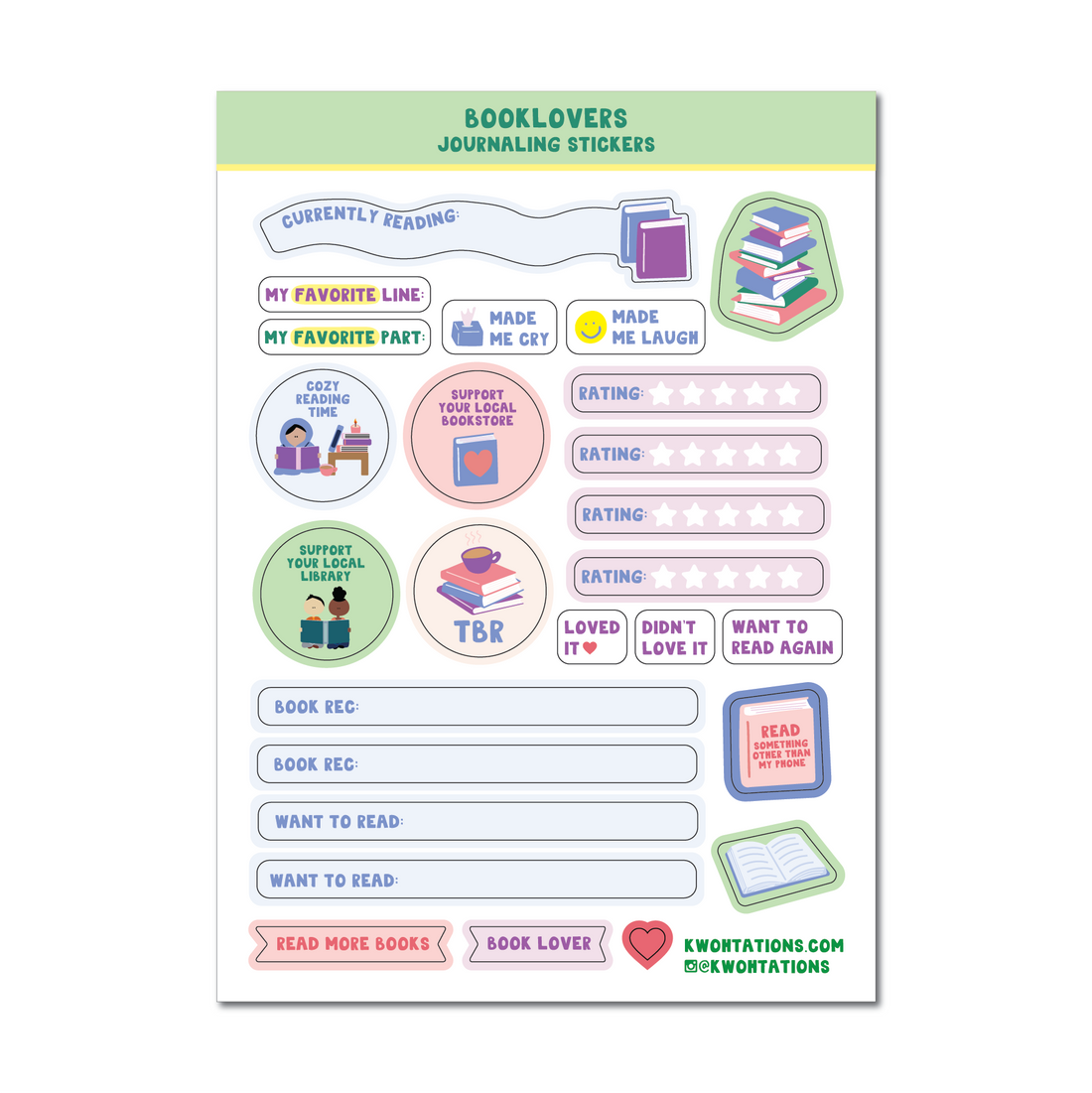 Booklovers Writable Paper Planner Stickers