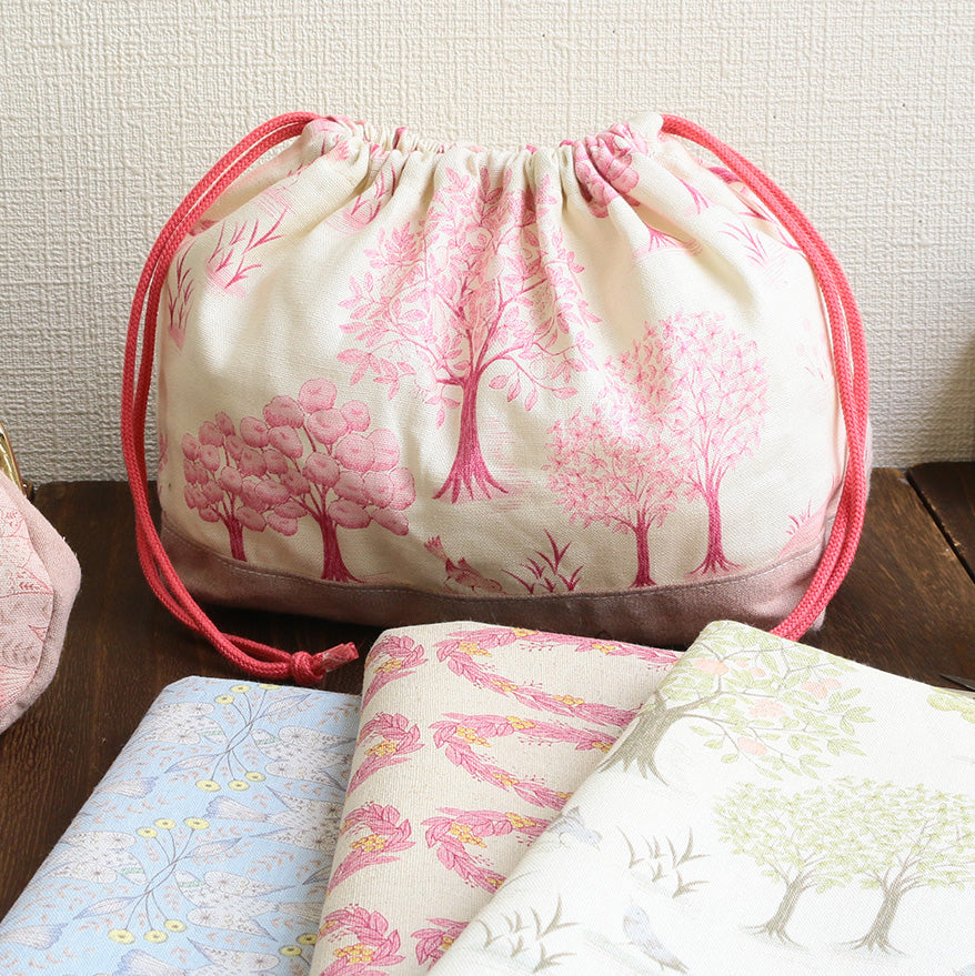 Fruit Trees Linen/Cotton Toile Canvas, Pink