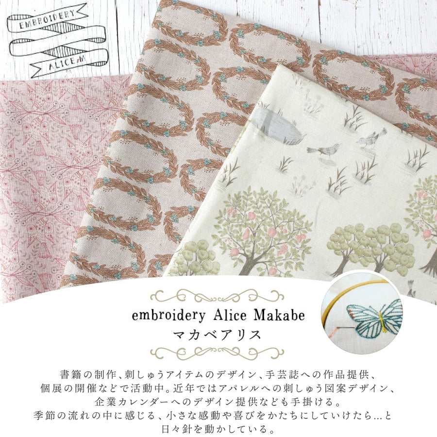 Wreath Linen/Cotton Canvas, Green/blue