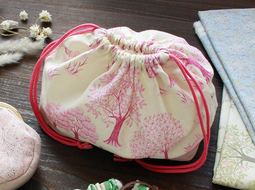 Fruit Trees Linen/Cotton Toile Canvas, Pink