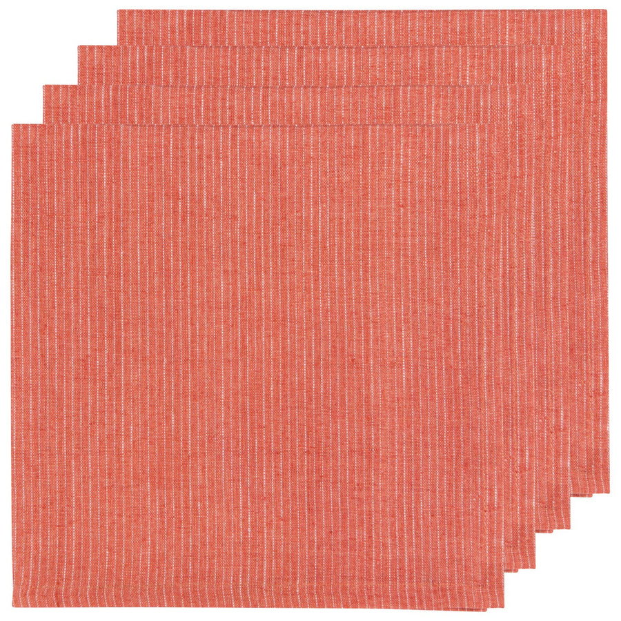 Clay Pinstripe Linen Napkins Embroidery Blank