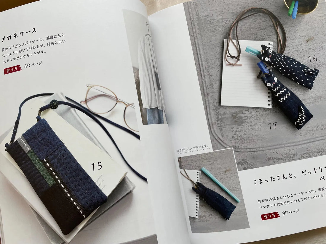 Bags with Indigo & Sashiko Stitching by Waku Yako