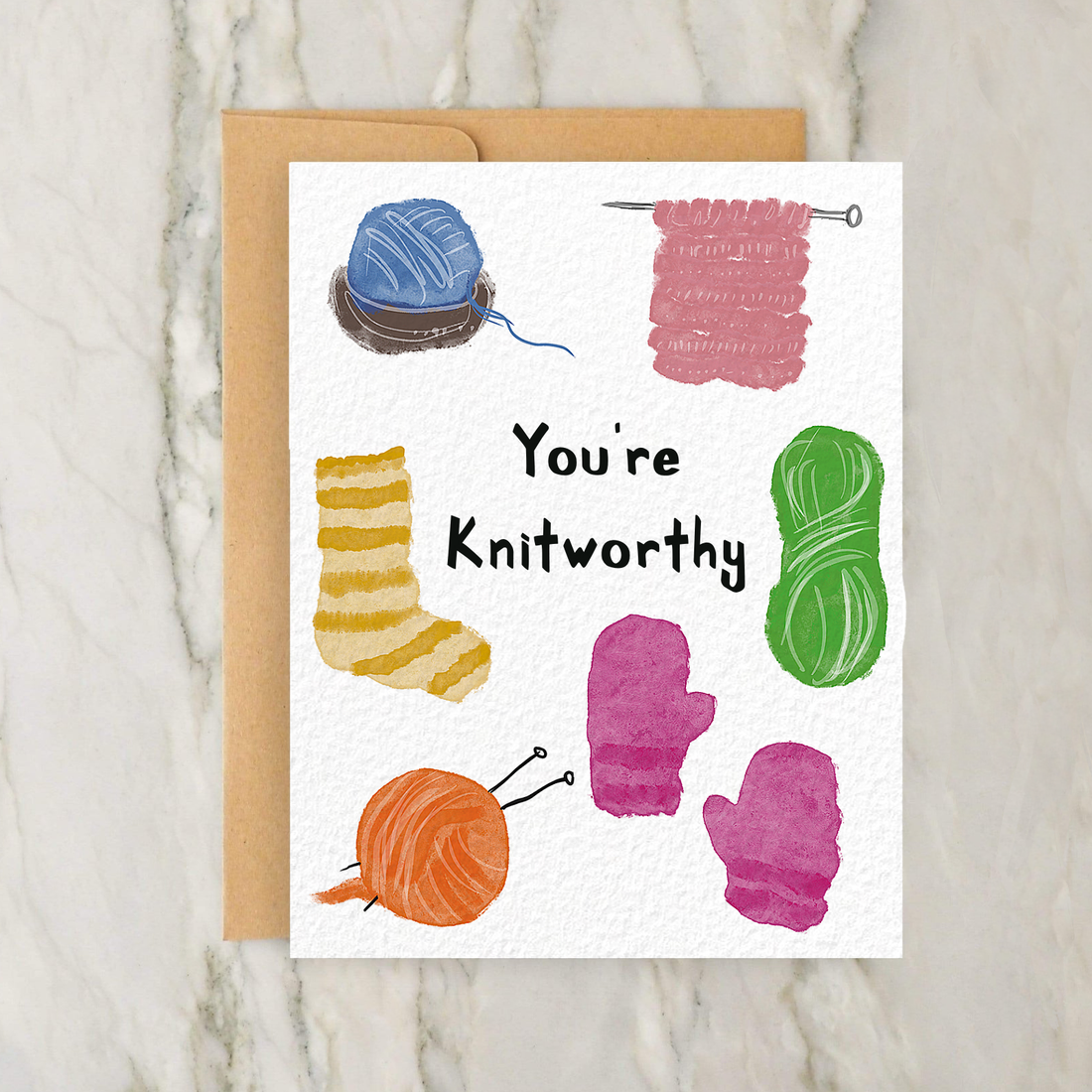 You're Knitworthy Blank Card