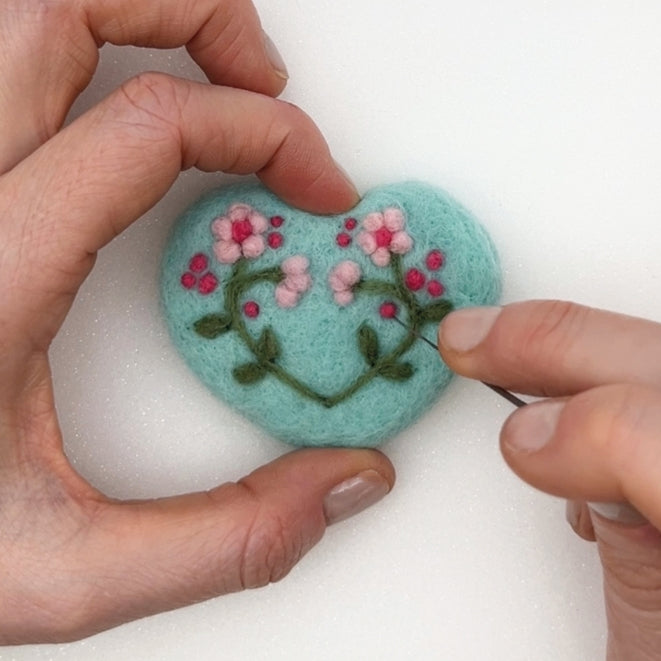 Needle Felting Kit, Heart Decorations