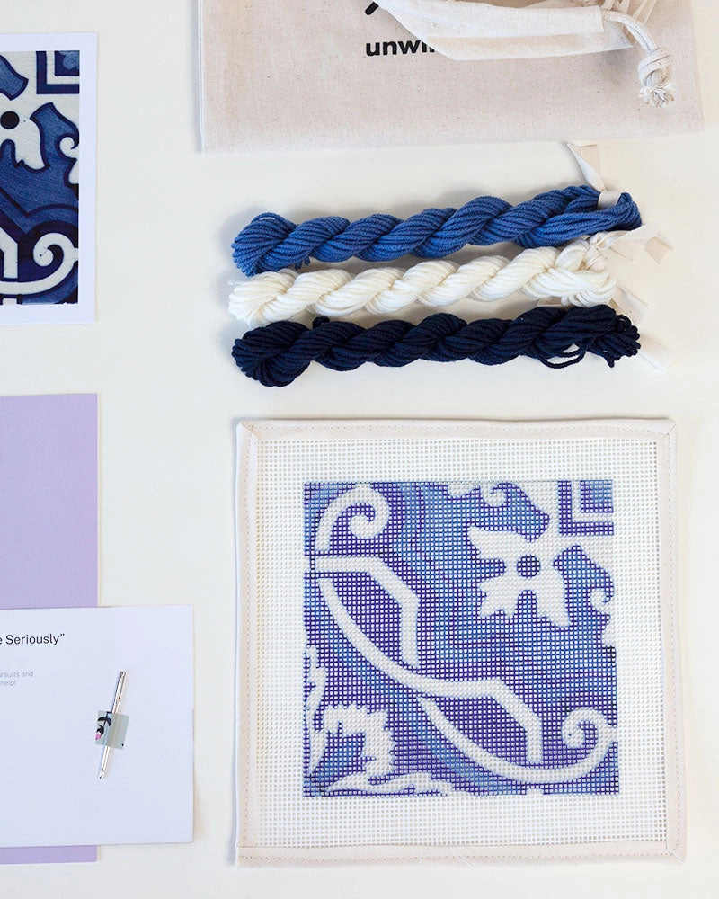 Blue Portuguese Tile Needlepoint Kit