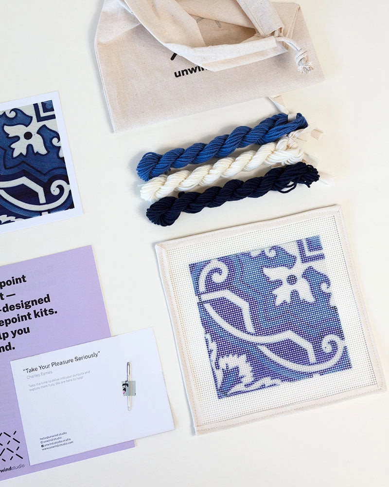 Blue Portuguese Tile Needlepoint Kit