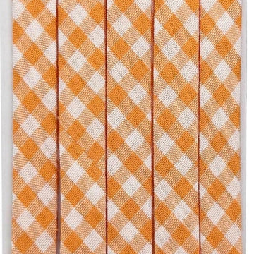 Double Fold Bias Tape 3/8" - Orange Gingham