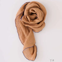 Contrast Edge Mosquito Net Scarf - Clove/Indigo