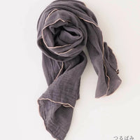Contrast Edge Mosquito Net Scarf  - Charcoal/Blush