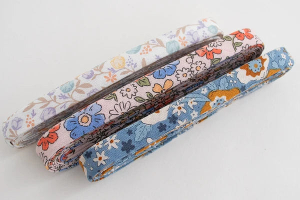 Double Fold Bias Tape 1/2"  - Blue Floral