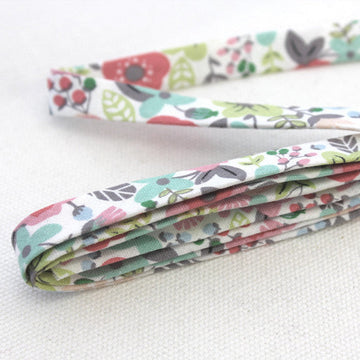 Double Fold Bias Tape 1/2" - Grey Floral