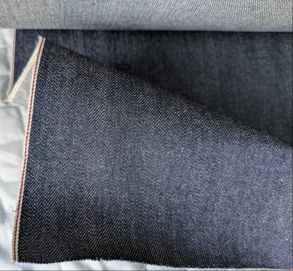 Close-up of denim fabric with a textured pattern