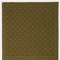 Linen/Cotton Sashiko Panel - Khaki Kasuri