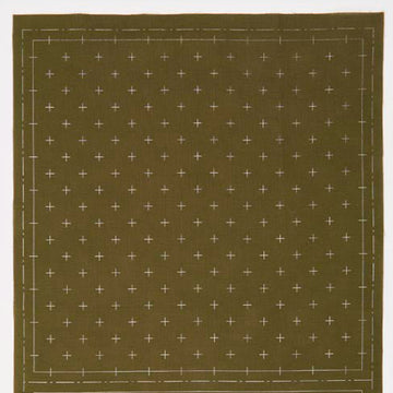 Linen/Cotton Sashiko Panel - Khaki Kasuri