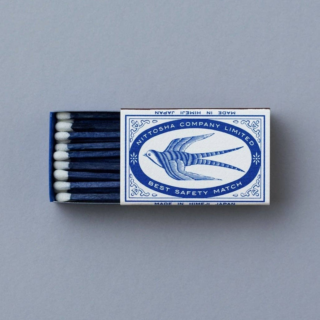 Indigo Blue Matches with Swallow Label