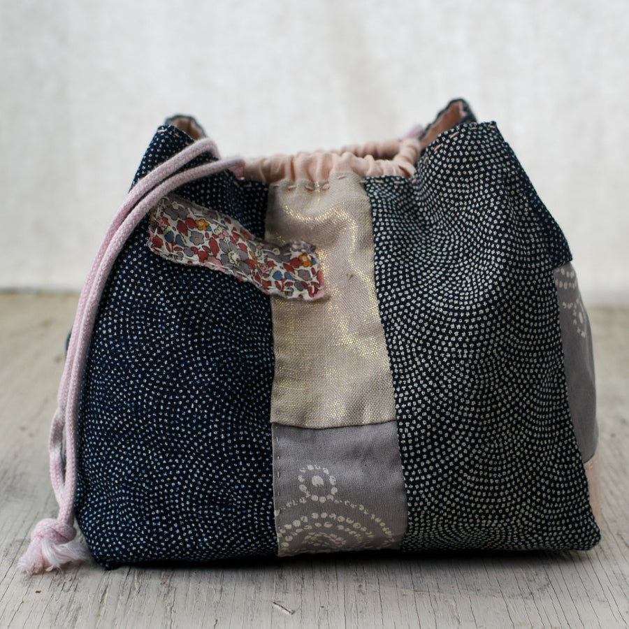 Fabric Pack for Modern Japanese Rice Pouch - Blue & Rose