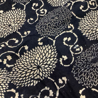 Antique Indigo Katazome Futonji – Chrysanthemum Arabesque, 5 Panels Wide