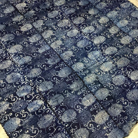 Antique Indigo Katazome Futonji – Chrysanthemum Arabesque, 5 Panels Wide