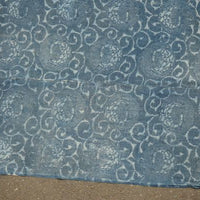 Antique Indigo Katazome Futon-ji – Phoenix Arabesque, 4 Panels Wide